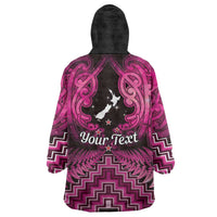 Personalised Aotearoa Matariki Wearable Blanket Hoodie Pink Fern Maori Poutama LT01 - Polynesian Pride