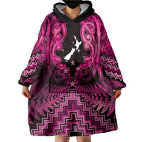 Personalised Aotearoa Matariki Wearable Blanket Hoodie Pink Fern Maori Poutama LT01 - Polynesian Pride