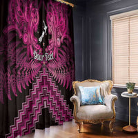 Personalised Aotearoa Matariki Window Curtain Pink Fern Maori Poutama LT01 - Polynesian Pride