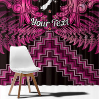 Personalised Aotearoa Matariki Window Curtain Pink Fern Maori Poutama LT01 - Polynesian Pride