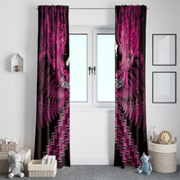 Personalised Aotearoa Matariki Window Curtain Pink Fern Maori Poutama LT01 - Polynesian Pride