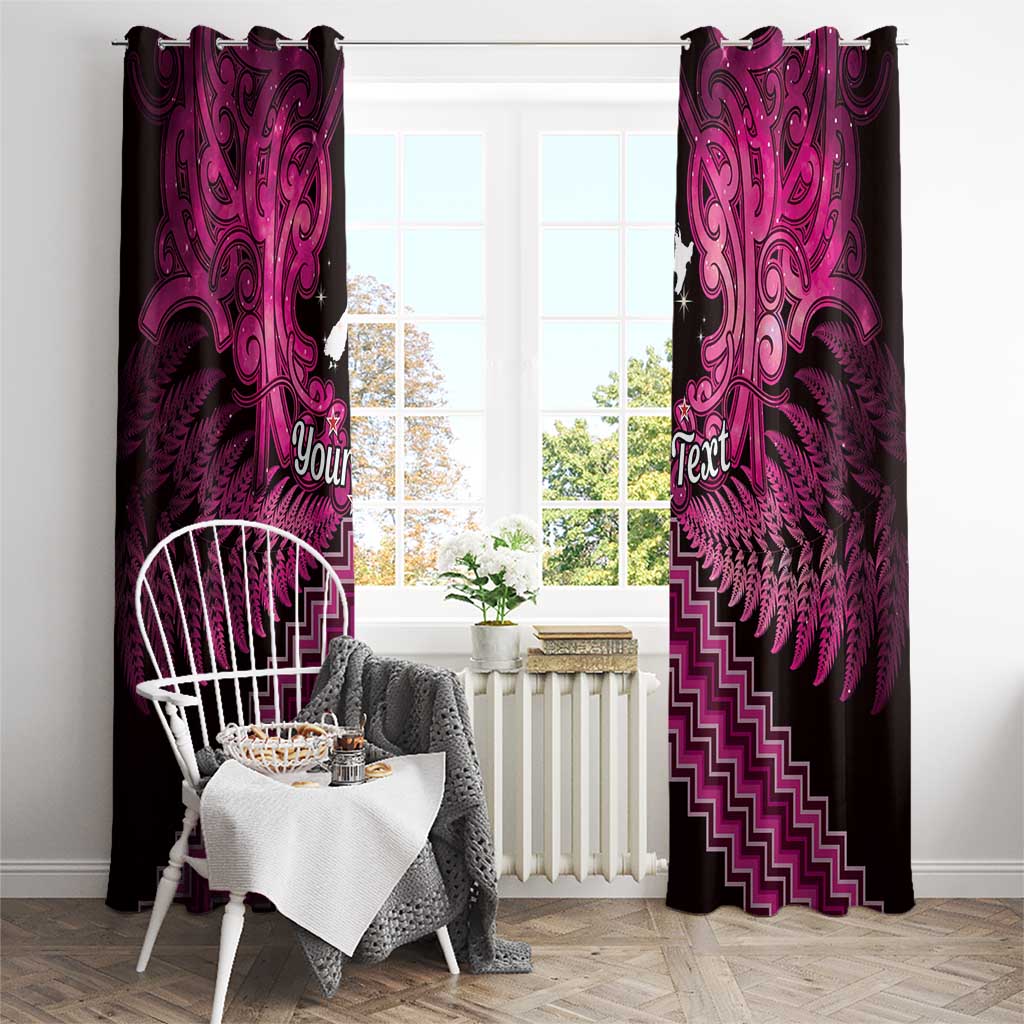 Personalised Aotearoa Matariki Window Curtain Pink Fern Maori Poutama LT01 - Polynesian Pride