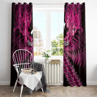 Personalised Aotearoa Matariki Window Curtain Pink Fern Maori Poutama LT01 - Polynesian Pride