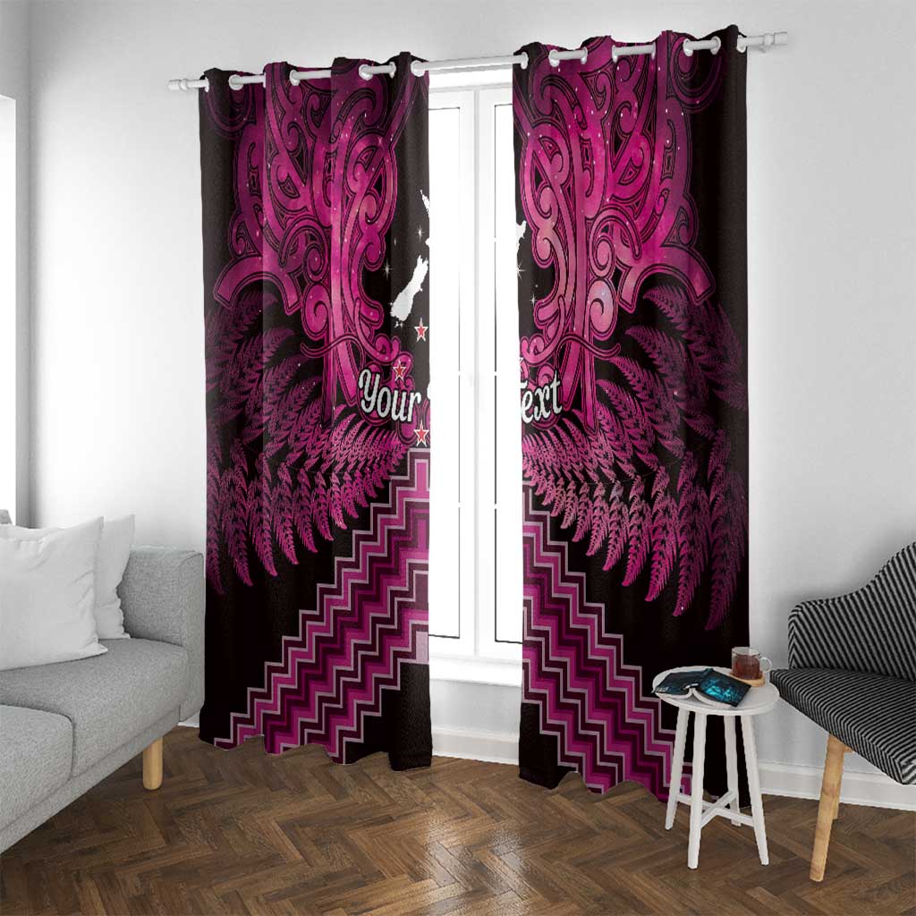Personalised Aotearoa Matariki Window Curtain Pink Fern Maori Poutama LT01 With Grommets Pink - Polynesian Pride