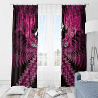 Personalised Aotearoa Matariki Window Curtain Pink Fern Maori Poutama LT01 - Polynesian Pride