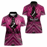 Personalised Aotearoa Matariki Women Polo Shirt Pink Fern Maori Poutama
