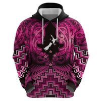 Personalised Aotearoa Matariki Zip Hoodie Pink Fern Maori Poutama