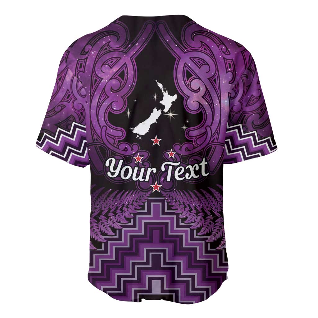 Personalised Aotearoa Matariki Baseball Jersey Purple Fern Maori Poutama