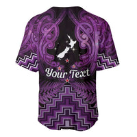 Personalised Aotearoa Matariki Baseball Jersey Purple Fern Maori Poutama