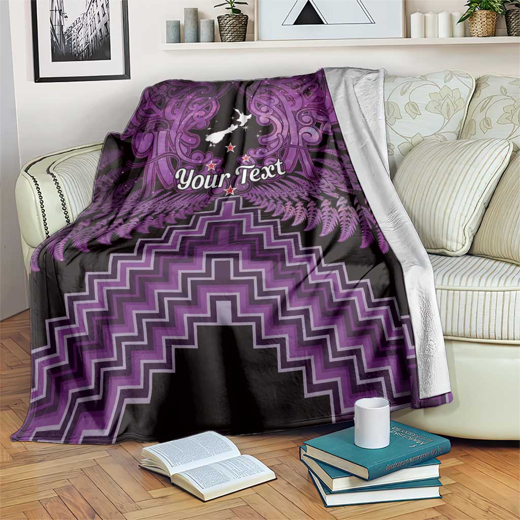 Personalised Aotearoa Matariki Blanket Purple Fern Maori Poutama LT01 Purple - Polynesian Pride