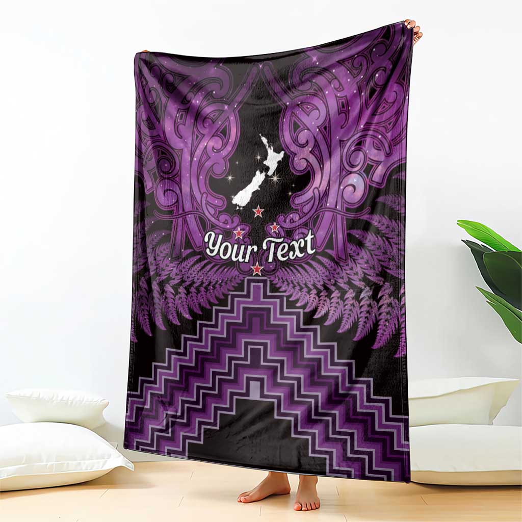 Personalised Aotearoa Matariki Blanket Purple Fern Maori Poutama LT01 - Polynesian Pride