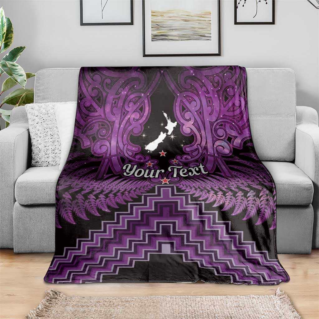 Personalised Aotearoa Matariki Blanket Purple Fern Maori Poutama LT01 - Polynesian Pride