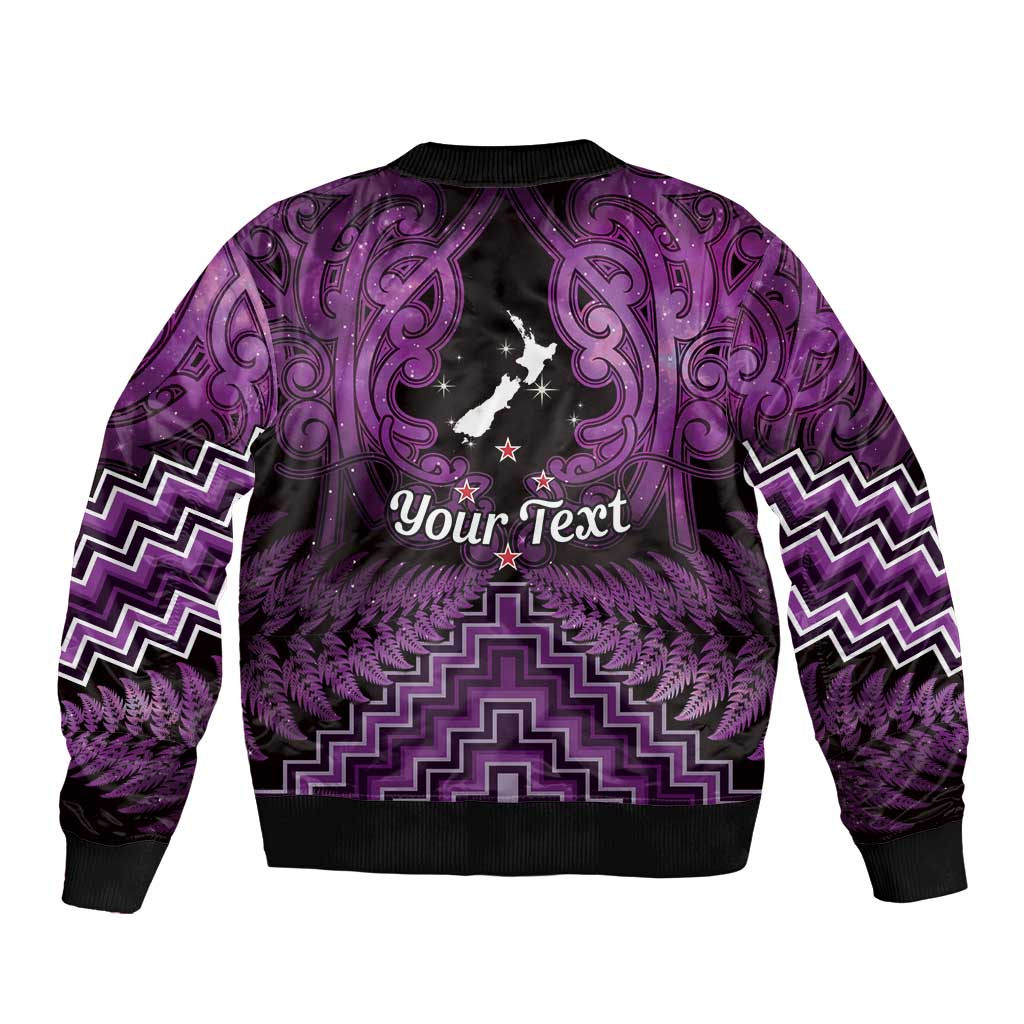 Personalised Aotearoa Matariki Bomber Jacket Purple Fern Maori Poutama