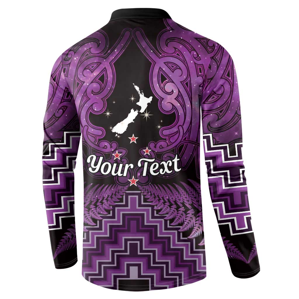Personalised Aotearoa Matariki Button Sweatshirt Purple Fern Maori Poutama LT01 - Polynesian Pride
