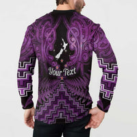 Personalised Aotearoa Matariki Button Sweatshirt Purple Fern Maori Poutama LT01 - Polynesian Pride