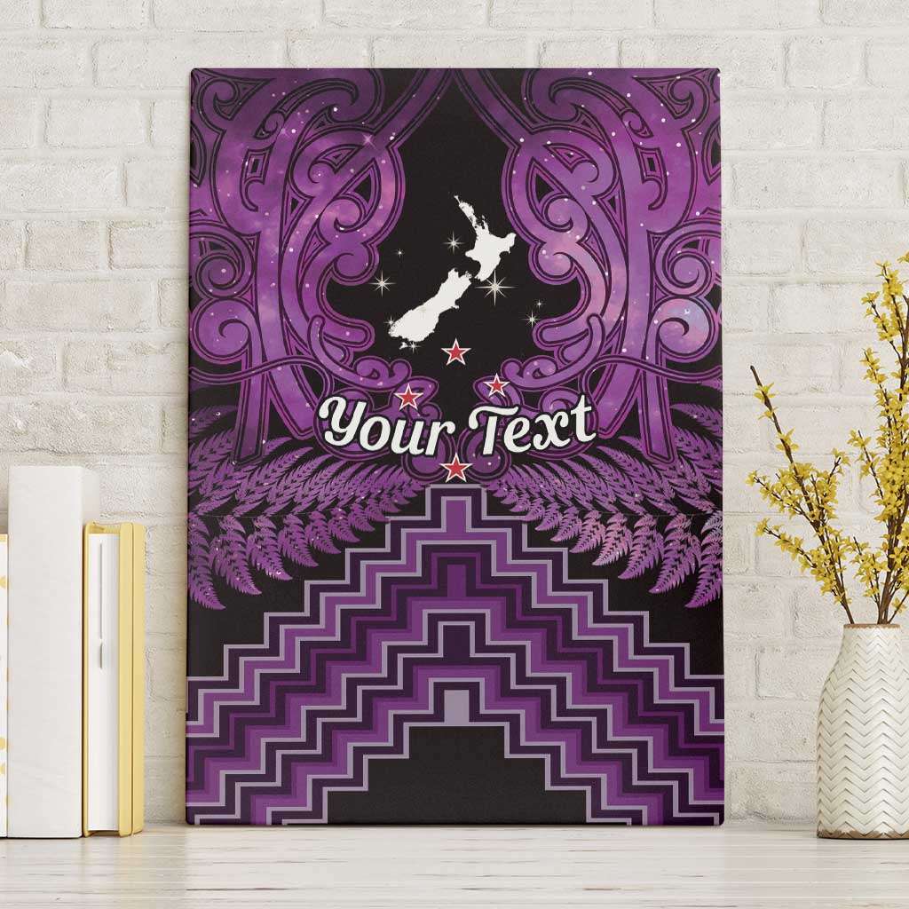 Personalised Aotearoa Matariki Canvas Wall Art Purple Fern Maori Poutama LT01 Without Frame Purple - Polynesian Pride