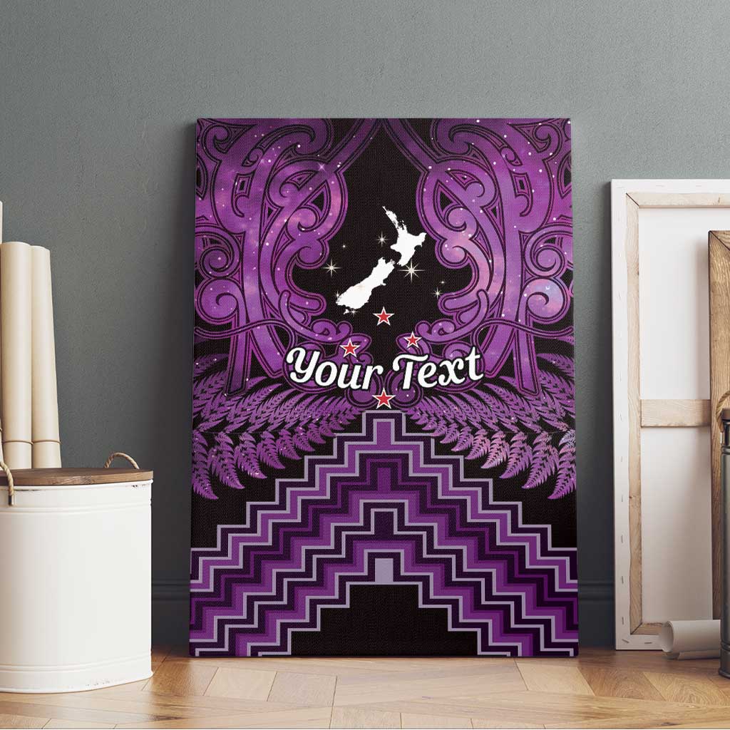 Personalised Aotearoa Matariki Canvas Wall Art Purple Fern Maori Poutama LT01 - Polynesian Pride