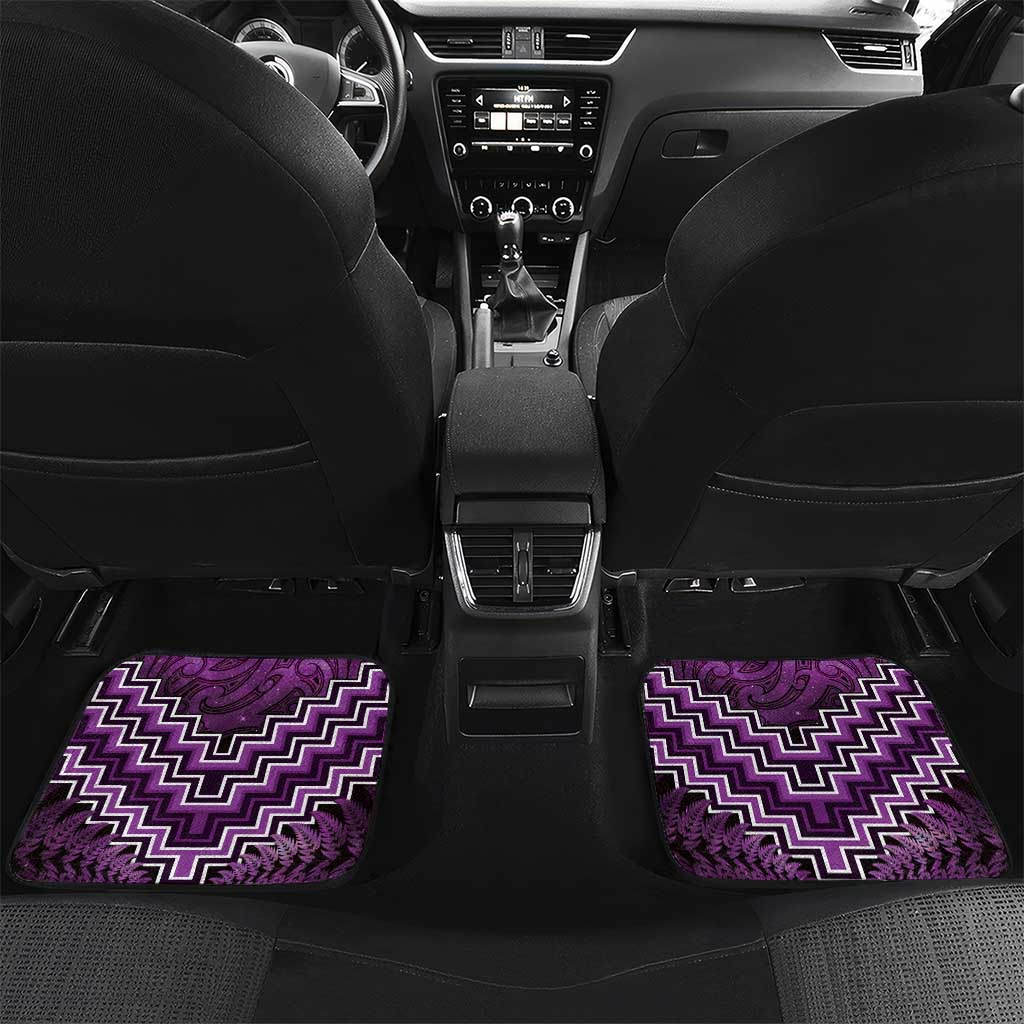 Personalised Aotearoa Matariki Car Mats Purple Fern Maori Poutama LT01 Set 2pcs - Back Purple - Polynesian Pride