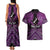 Personalised Aotearoa Matariki Couples Matching Tank Maxi Dress and Hawaiian Shirt Purple Fern Maori Poutama