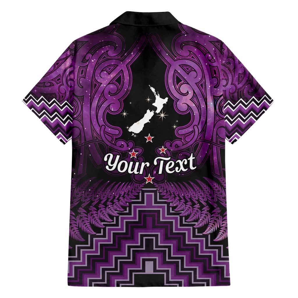 Personalised Aotearoa Matariki Family Matching Long Sleeve Bodycon Dress and Hawaiian Shirt Purple Fern Maori Poutama