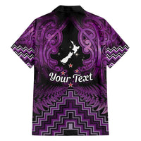 Personalised Aotearoa Matariki Family Matching Puletasi and Hawaiian Shirt Purple Fern Maori Poutama