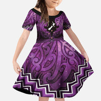 Personalised Aotearoa Matariki Family Matching Tank Maxi Dress and Hawaiian Shirt Purple Fern Maori Poutama