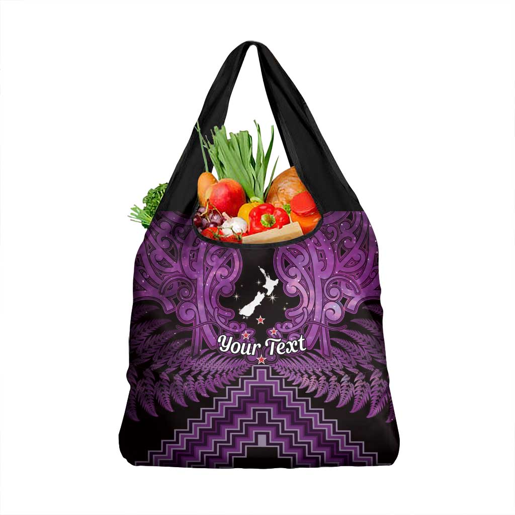 Personalised Aotearoa Matariki Grocery Bag Purple Fern Maori Poutama LT01 1-pack One Size Purple - Polynesian Pride