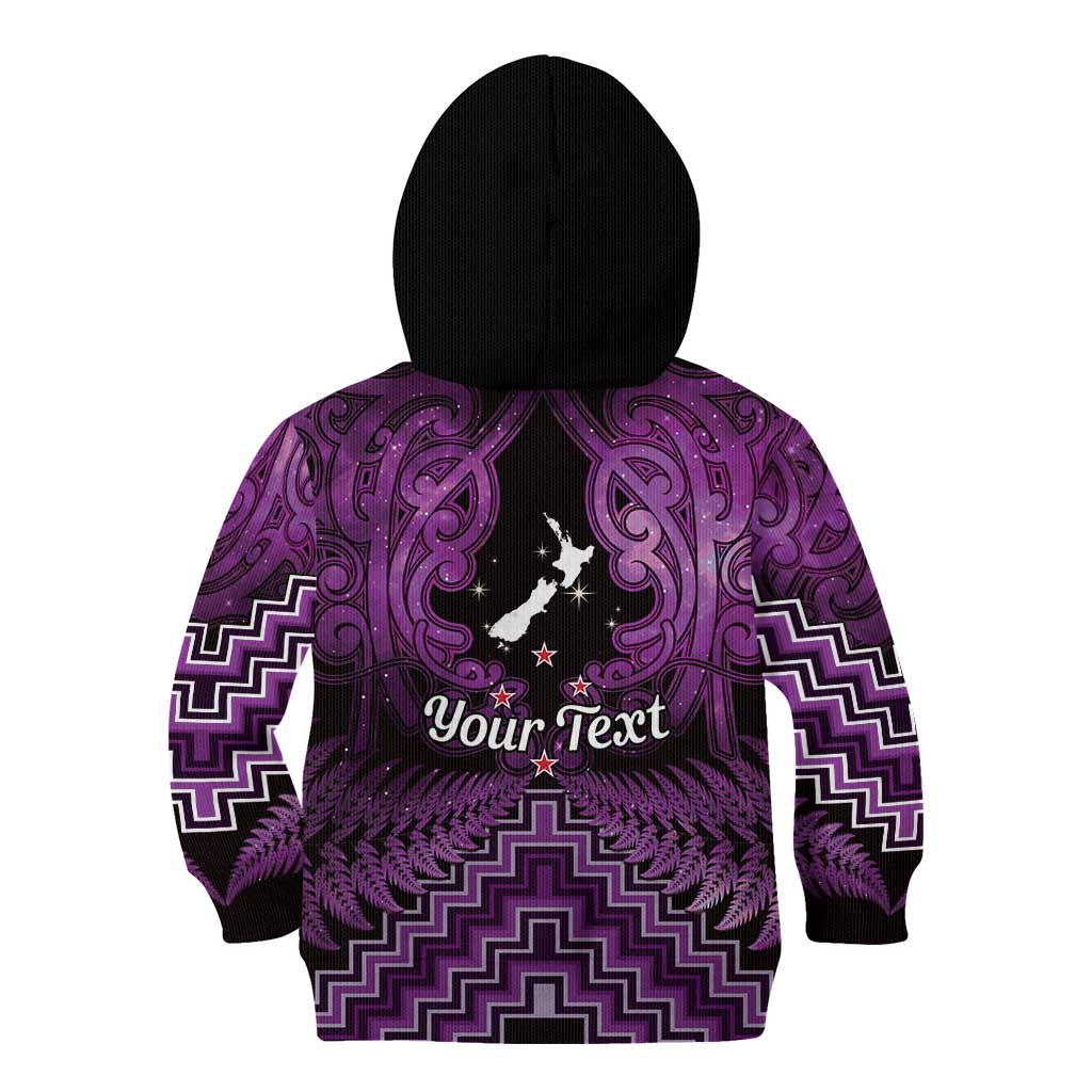 Personalised Aotearoa Matariki Kid Hoodie Purple Fern Maori Poutama
