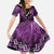 Personalised Aotearoa Matariki Kid Short Sleeve Dress Purple Fern Maori Poutama