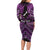 Personalised Aotearoa Matariki Long Sleeve Bodycon Dress Purple Fern Maori Poutama