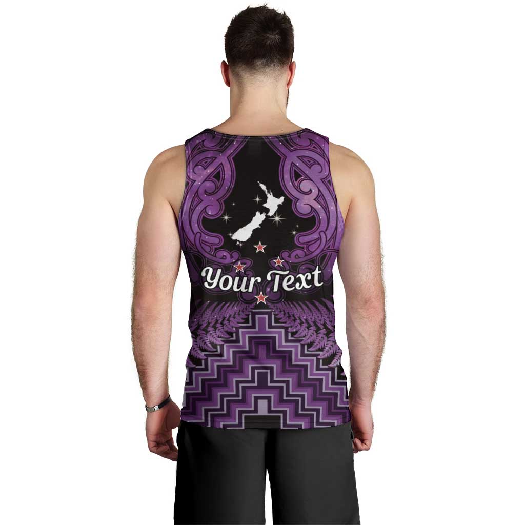 Personalised Aotearoa Matariki Men Tank Top Purple Fern Maori Poutama LT01 - Polynesian Pride