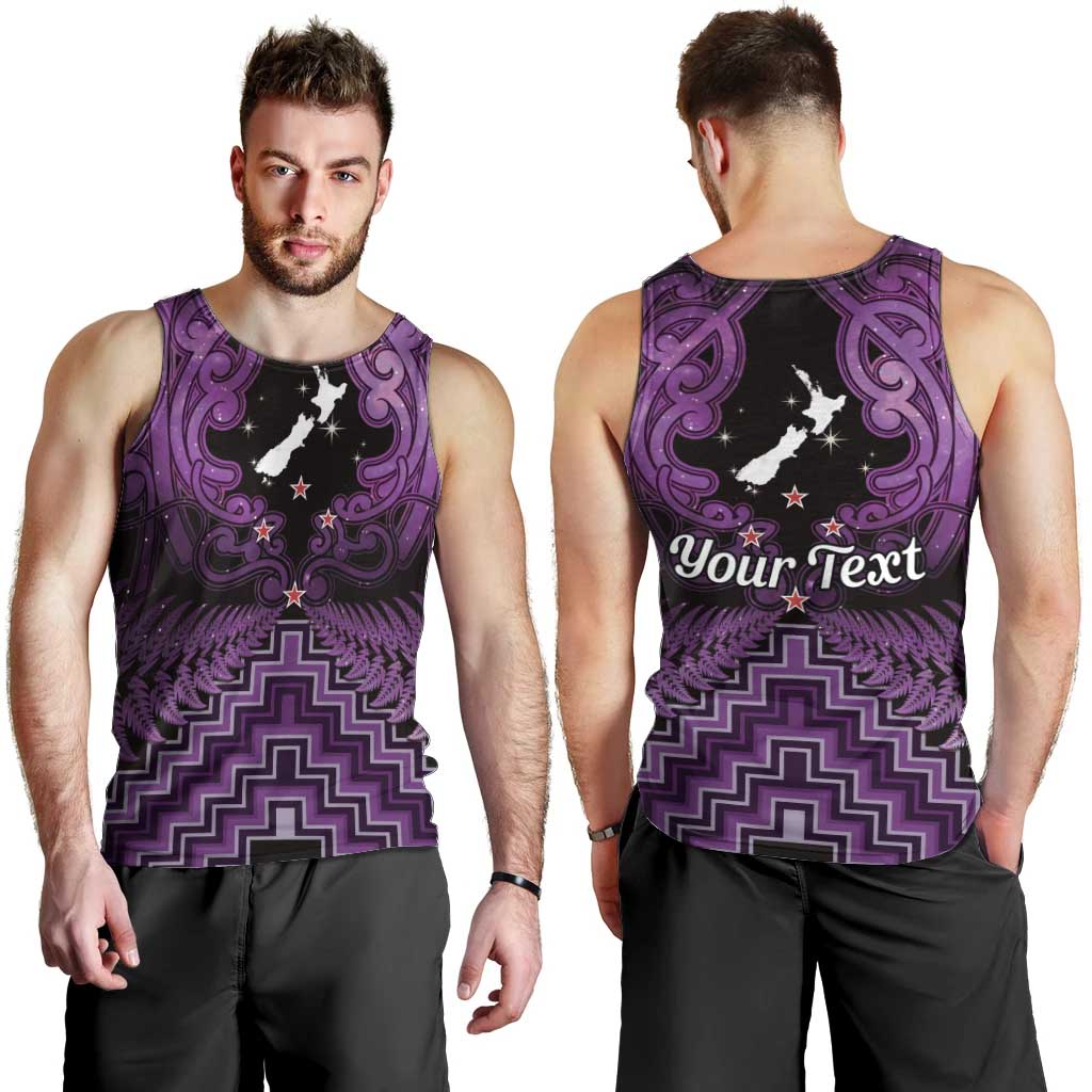 Personalised Aotearoa Matariki Men Tank Top Purple Fern Maori Poutama LT01 - Polynesian Pride