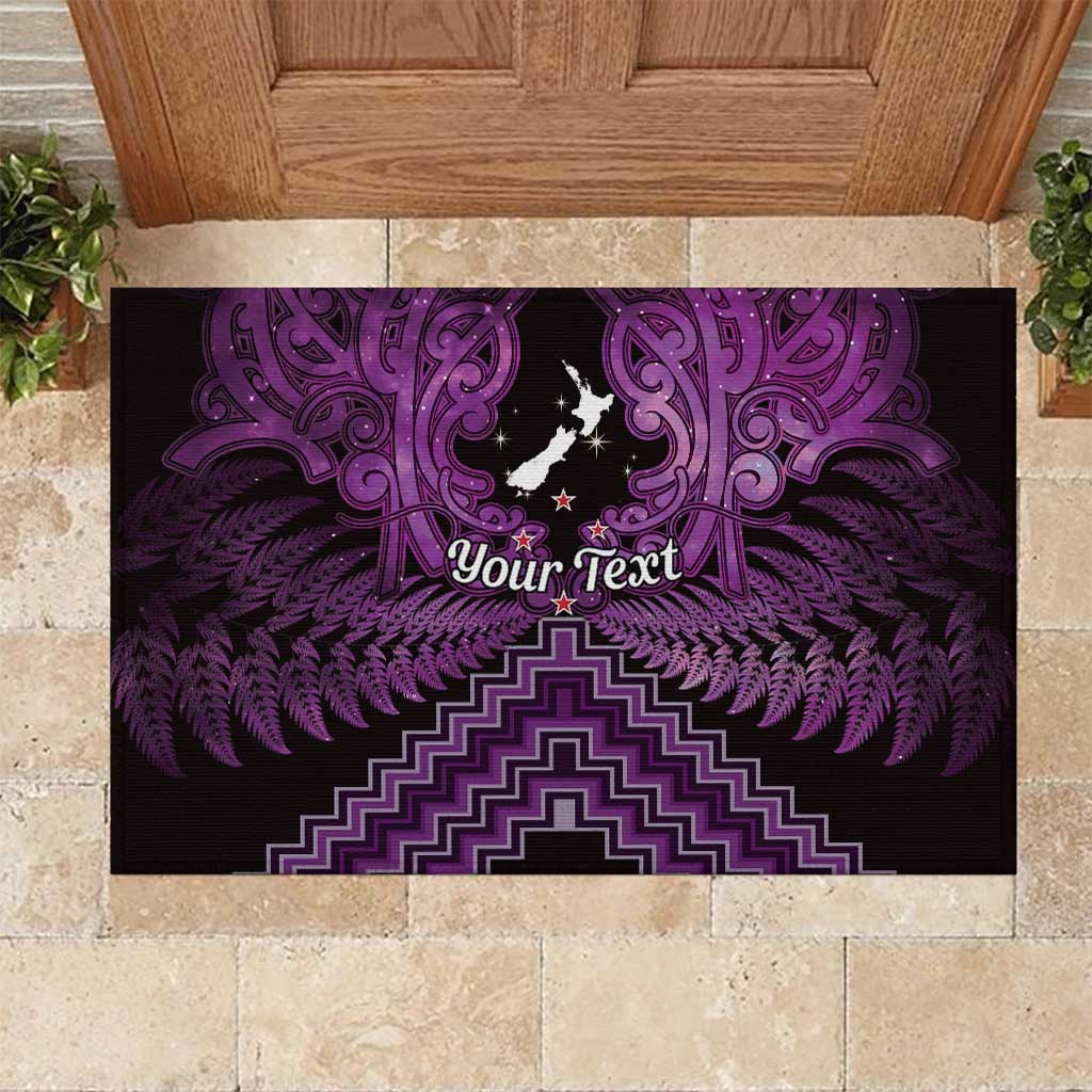 Personalised Aotearoa Matariki Rubber Doormat Purple Fern Maori Poutama LT01 Purple - Polynesian Pride