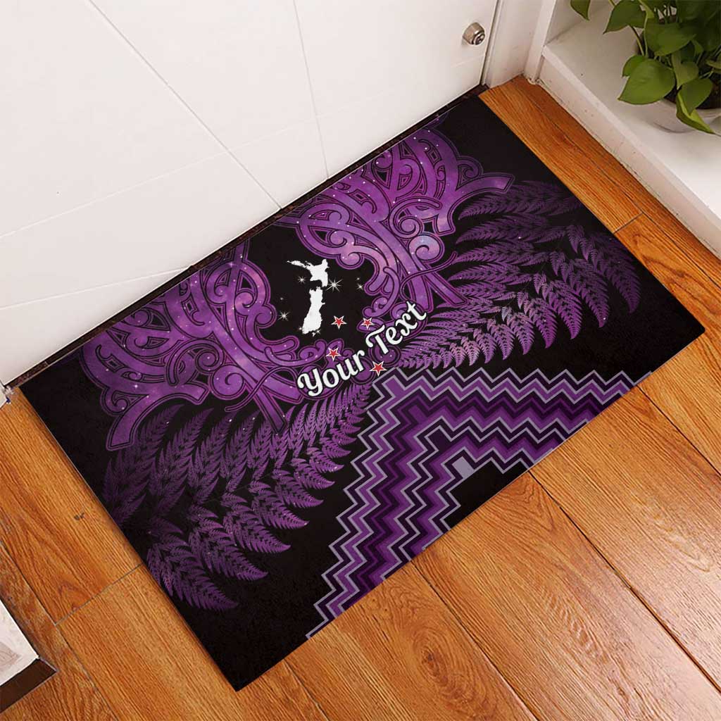 Personalised Aotearoa Matariki Rubber Doormat Purple Fern Maori Poutama LT01 - Polynesian Pride