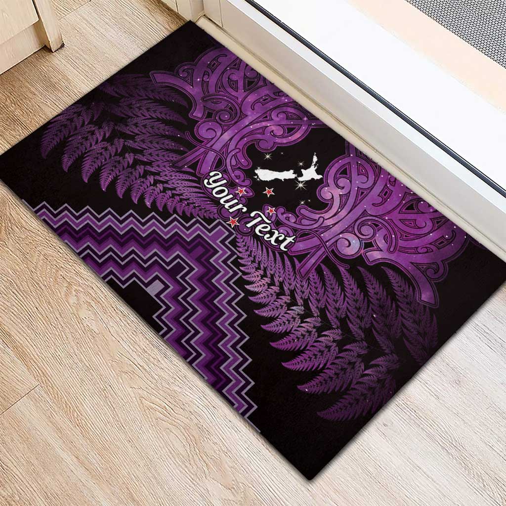 Personalised Aotearoa Matariki Rubber Doormat Purple Fern Maori Poutama LT01 - Polynesian Pride