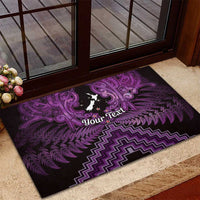 Personalised Aotearoa Matariki Rubber Doormat Purple Fern Maori Poutama LT01 - Polynesian Pride