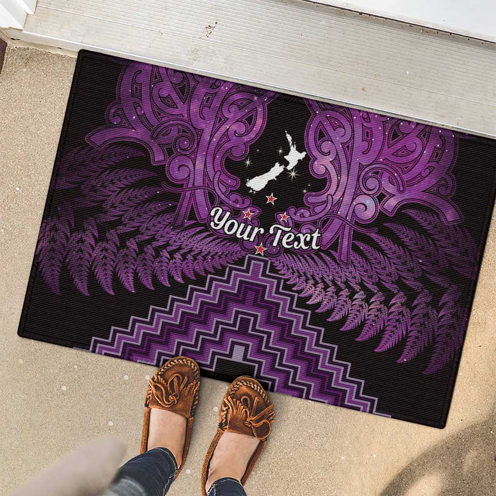 Personalised Aotearoa Matariki Rubber Doormat Purple Fern Maori Poutama LT01 - Polynesian Pride