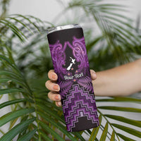 Personalised Aotearoa Matariki Skinny Tumbler Purple Fern Maori Poutama