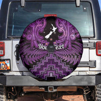 Personalised Aotearoa Matariki Spare Tire Cover Purple Fern Maori Poutama