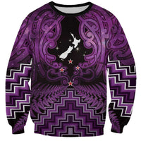 Personalised Aotearoa Matariki Sweatshirt Purple Fern Maori Poutama LT01 Unisex Purple - Polynesian Pride