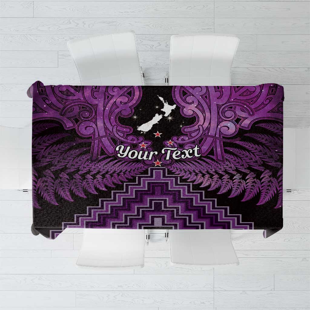 Personalised Aotearoa Matariki Tablecloth Purple Fern Maori Poutama LT01 Purple - Polynesian Pride