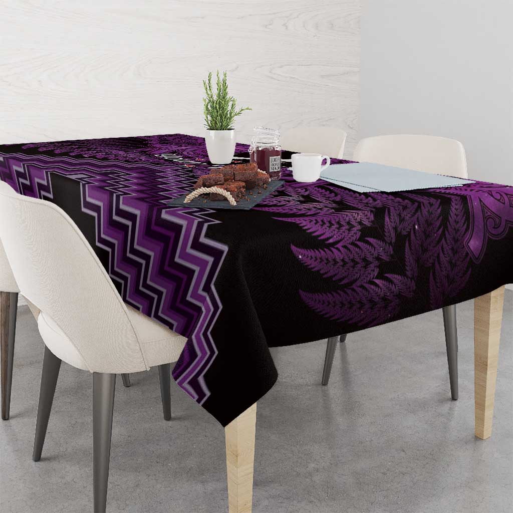 Personalised Aotearoa Matariki Tablecloth Purple Fern Maori Poutama LT01 - Polynesian Pride