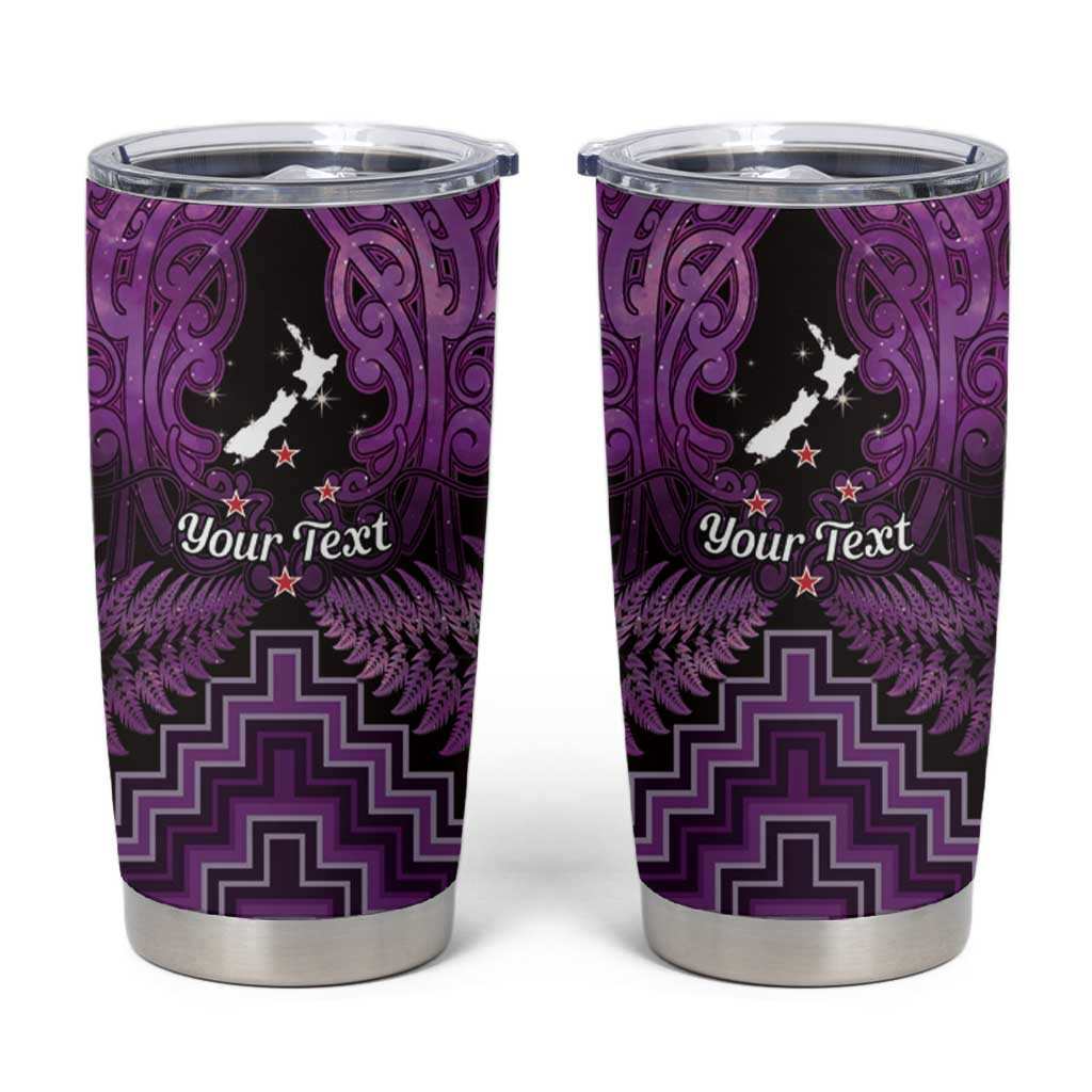 Personalised Aotearoa Matariki Tumbler Cup Purple Fern Maori Poutama