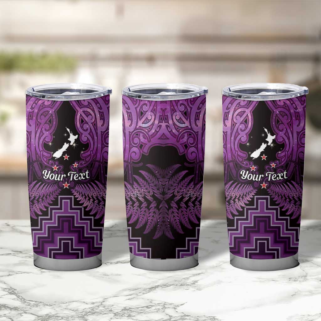 Personalised Aotearoa Matariki Tumbler Cup Purple Fern Maori Poutama