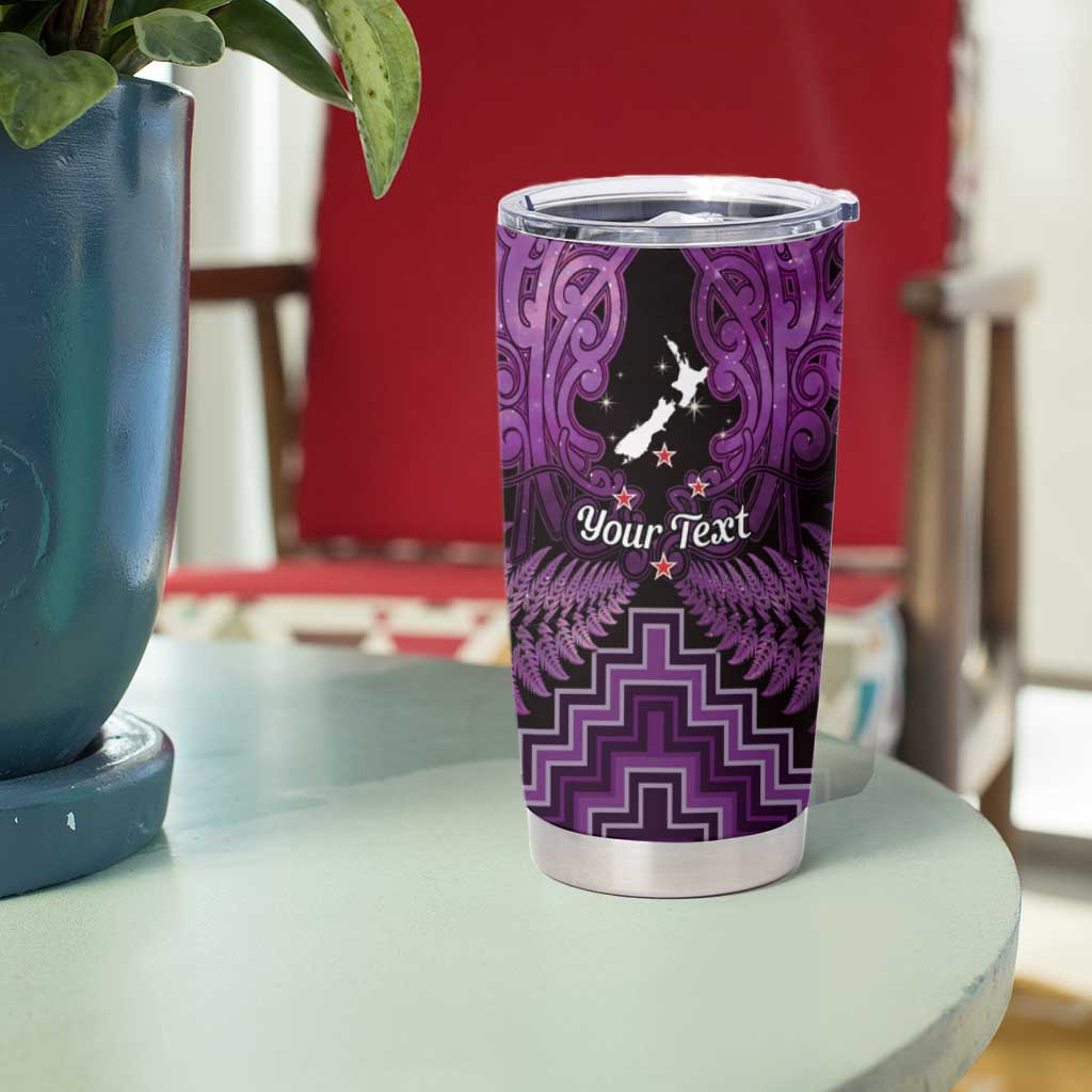 Personalised Aotearoa Matariki Tumbler Cup Purple Fern Maori Poutama
