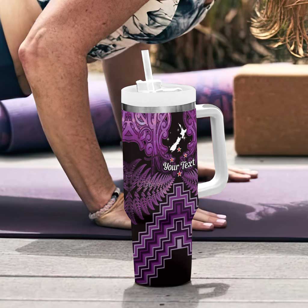 Personalised Aotearoa Matariki Tumbler With Handle Purple Fern Maori Poutama
