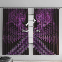 Personalised Aotearoa Matariki Window Curtain Purple Fern Maori Poutama LT01 With Hooks Purple - Polynesian Pride