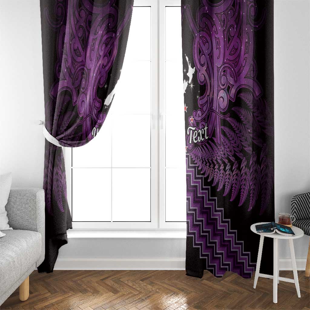 Personalised Aotearoa Matariki Window Curtain Purple Fern Maori Poutama LT01 - Polynesian Pride