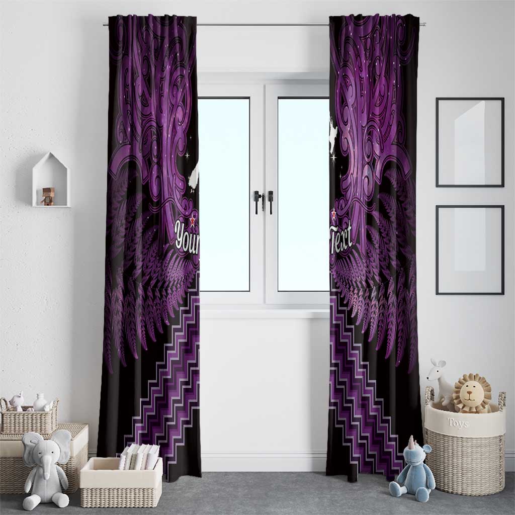Personalised Aotearoa Matariki Window Curtain Purple Fern Maori Poutama LT01 - Polynesian Pride