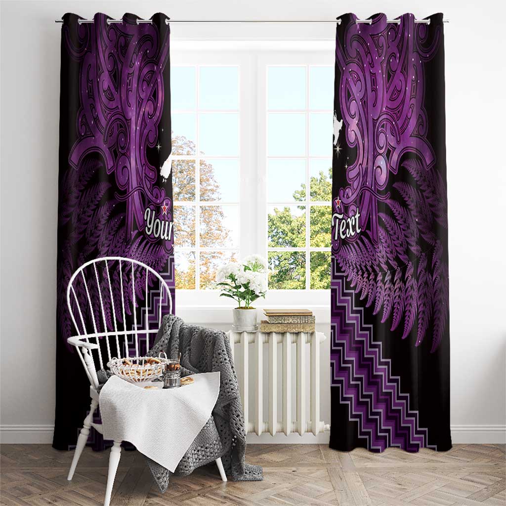 Personalised Aotearoa Matariki Window Curtain Purple Fern Maori Poutama LT01 - Polynesian Pride